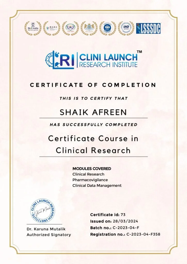 Clinilaunch certificate