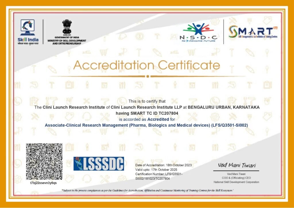 clinilaunch certificate lssdc