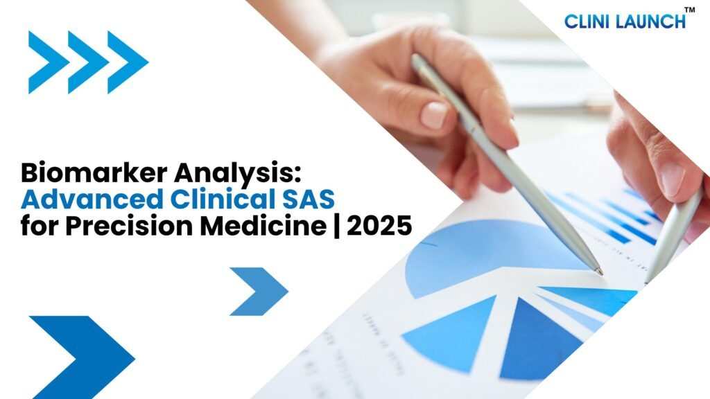 A digital illustration showing a flow of complex biological data points connecting to human figures, overlaid with abstract representations of SAS code and analytical graphs, symbolizing the transformation of raw biomarker data into clinical insights for precision medicine.