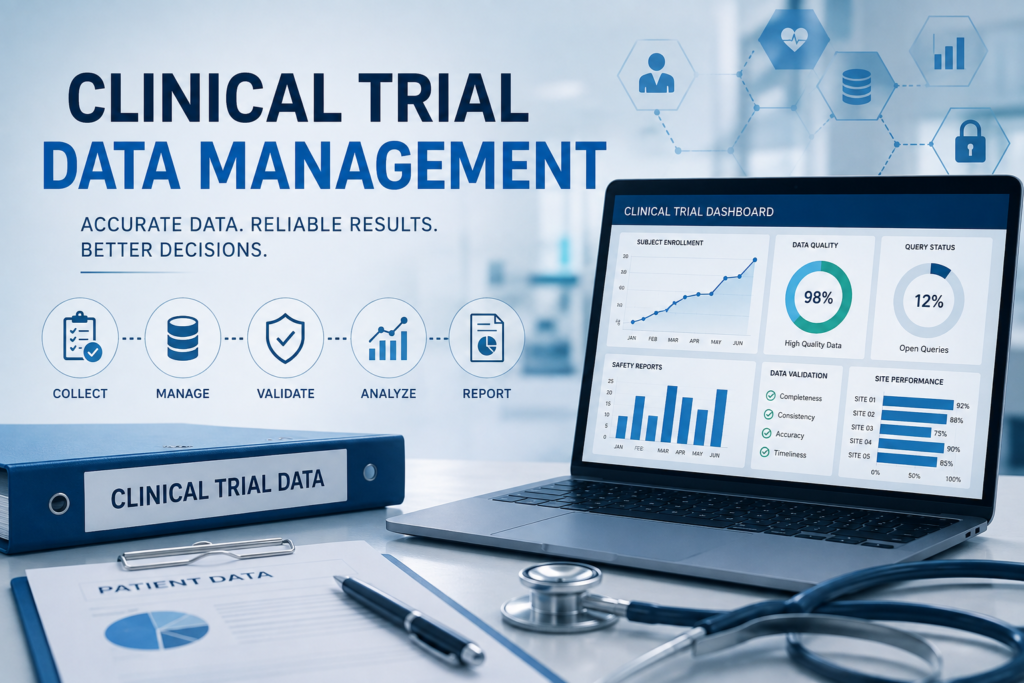 Clinical trial data management process for accurate and reliable clinical study data